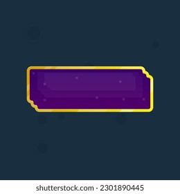 Glamour Dark Purple Blue Button Or Banner With Golden Border Geometric Pattern Game UI Vector Design
