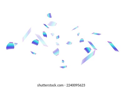 Glamour falling confetti scatter vector background. Blue  hologram elements festival vector. Surprise burst party confetti. Holiday celebration decoration illustration. Happy mood.