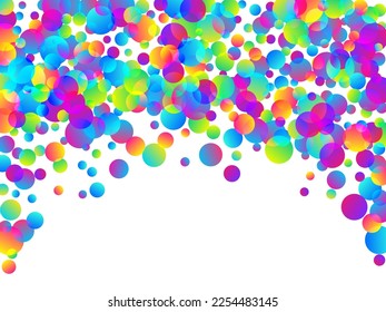 Glamour falling confetti scatter vector background. Rainbow round elements christmas decor. Cracker poppers party confetti. Holiday celebration decoration illustration. Gift streamers.