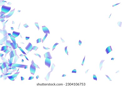 Glamour falling confetti scatter vector background. Blue  hologram particles birthday decor. Surprise burst party confetti. Prize event decor illustration. Casino win.