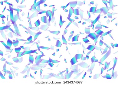 Glamour flying confetti scatter vector background. Blue  hologram particles fiesta vector. Surprise burst party confetti. Holiday celebration decor illustration. Casino win.