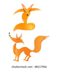 glamour foxes set. vector illustration