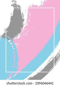 Glamour Frames with Paint Brush Strokes Vector Collection. Borders with pink blue white grey painted brushstrokes backgrounds. Graphics design templates for fashionable banners, flyers, posters, cards