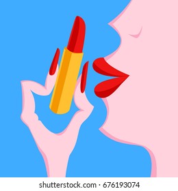 glamour girl with lipstick