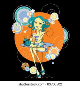glamour girl at the table