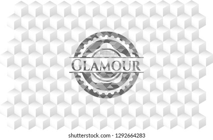 Glamour grey emblem with cube white background