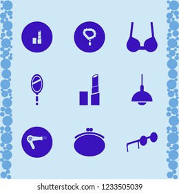 glamour icon. glamour vector icons set sunglasses, lipstick, hand mirror and necklace