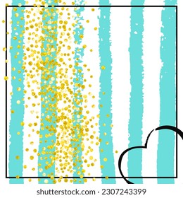 Glamour Invitation. Golden Simple Textile. Handdrawn Element. Decoration Painting. Stripe Carnival Paint. Mothers Particle. Mint Scatter Particles. Turquoise Glamour Invitation