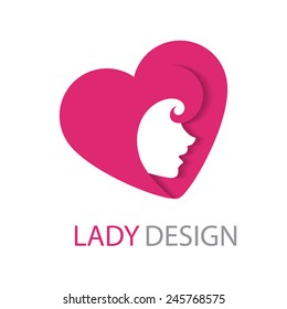 Glamour lady heart icon. Vector illustration