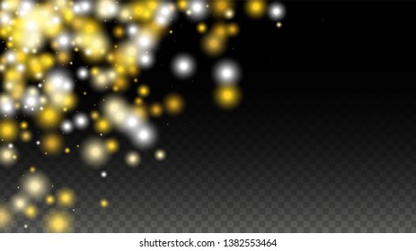 Glamour Light Spots Confetti Design for Banner, Poster, Template, Card, Web, Advertisement, Party or Disco Print. Bokeh Abstract Twinkly Lights.