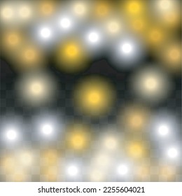 Glamour Light Spots Confetti Design para Banner, Afiche, Plantilla, Tarjeta, Web, Publicidad, Fiesta o Disco Print. Resumen Bokeh Twinkly Lights.