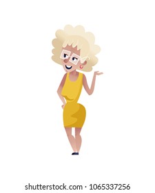 Glamour old woman standing character.. Happy old people lifestyle isolated on white background vector illustration.