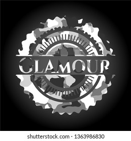 Glamour on grey camouflaged texture