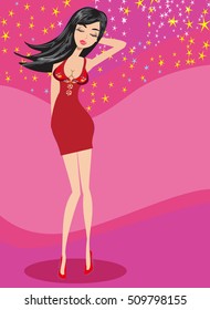 glamour party background with sexy dancing woman
