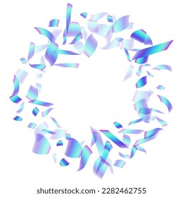 Glamour party confetti decoration vector background. Blue  hologram particles festival vector. Surprise burst falling confetti. Prize event decor illustration. Joy particles.