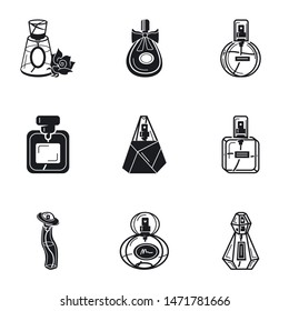 Glamour perfume icon set. Simple set of 9 glamour perfume vector icons for web design isolated on white background