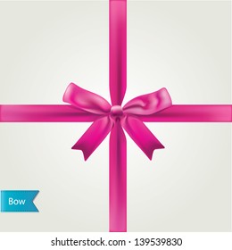 Glamour pink bow isolated. Vector illustration.