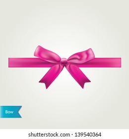 Glamour pink bow isolated. Vector illustration.