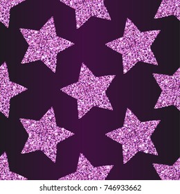Glamour pink glittering stars background. Pattern perfect for gift wrapping paper, wallpaper, decoration and prints.