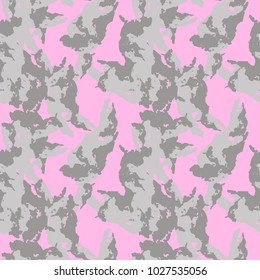 Glamour pink and gray UFO camouflage is a seamless pattern that can be used as a camo print for clothing and background and backdrop or computer wallpaper