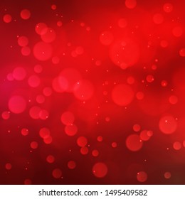 Glamour red blurred background with bokeh lights. Romantic glitter lights backdrop use for Saint Valentine day congratulation. Abstract defocused wallpaper vector illustration. Festive luminous design