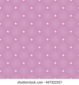 Glamour seamless pattern of pink realistic upholstery leather texture. Luxury background with elements button tufted.