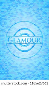 Glamour sky blue emblem with mosaic background