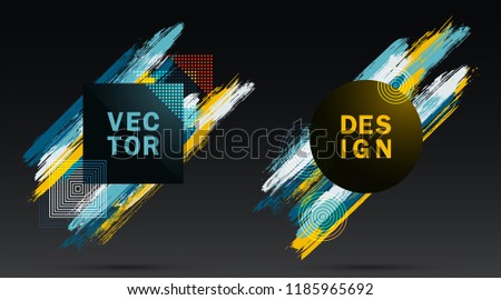 glamour square circle frames paint brush stock vector royalty free