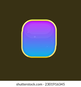 Glamour Square Purple Blue Button Or Banner Or Pop Up Window With Golden Border Bubbles Pattern Game UI Vector Design