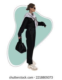 Glamour street girl. Beautiful stylish woman stylish girl