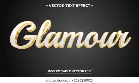 Efeito de texto glamour com estilo de luxo 3D moderno e elegante