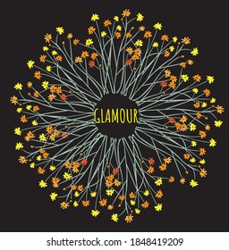 glamour text print with flower branch