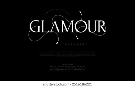 Glamour tipografia beleza moda elegante minimalista serif italic fontes decorativos casamento vintage retro logos. Logotipo de fonte de luxo mínimo alfabeto. Ilustração vetorial