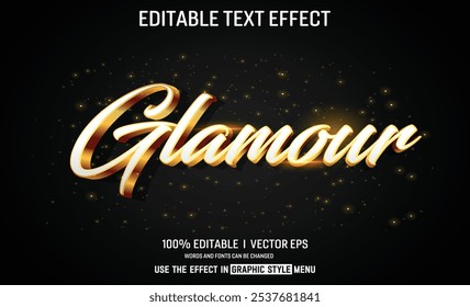 efeito de texto 3d do vetor do glamour com design de estilo moderno