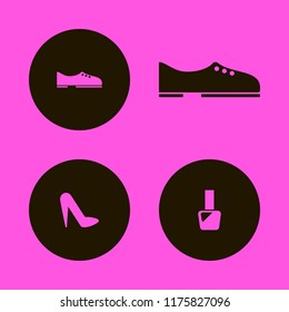 glamour vector icons set. with men shoes, nail polish and women shoes in set