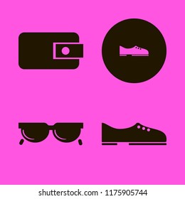 glamour vector icons set. with men shoes, sunglasses and purse in set