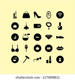 glamour vector icons set. with nail, diamond, men shoes and necklace in set