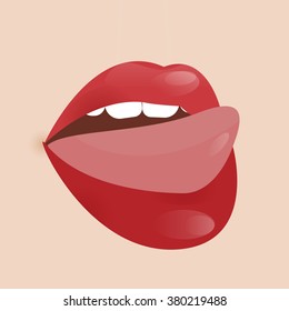 Glamour vector lip icon. Beautiful shiny female lip. Vector flat style icon