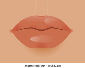 Glamour vector lip icon. Beautiful shiny female lip. Realistic sexy kisse. Romantic smile. Passion mouth. Vector flat style icon