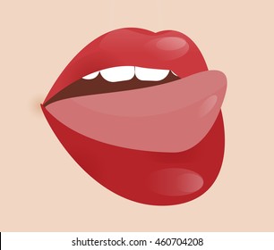 Glamour vector lip icon. Beautiful shiny female. Realistic sexy kiss. Passion mouth. Vector flat style icon