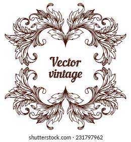 Glamour vector vintage ornate dark brown frame isolated on white