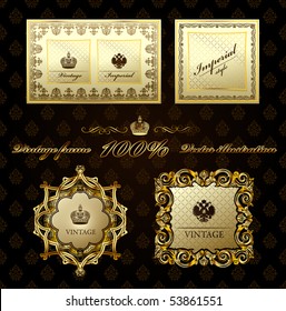 Glamour vintage gold frame decorative background. Vector illustration