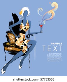 Glamour women with the wine