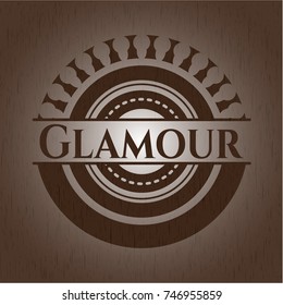 Glamour wooden emblem. Vintage.