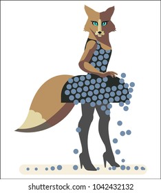 Glamourous fox. The image is isolated. Vector.