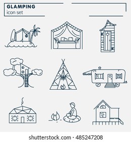 Glamping - line icon set for your project