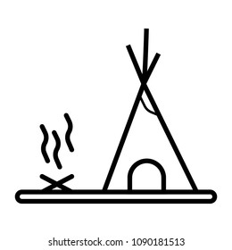 Glamping, luxurious camping tents and bambu houses icons set