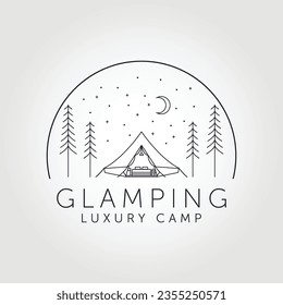 Glamping recreation logo line art vector illustration design