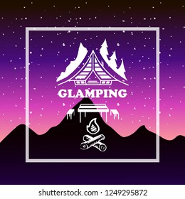 Glamping sign vector illustration.