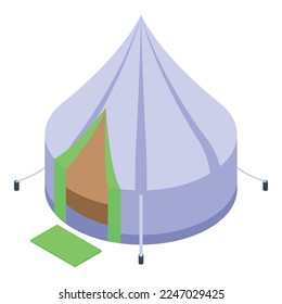 Icono de carpa de glamping vector isométrico. Casa forestal. Acampada de aventura